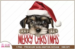 Merry Christmas Schnauzer png, Christmas Peeking Schnauzer Product Image 2