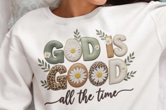 God is Good all the time faux stitched leather sublimation Product Image 2
