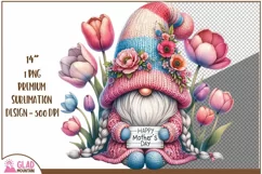 Happy Mother's Day gnome png, pastel Spring tulip gnome png Product Image 1
