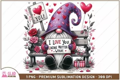 Love you Gnome Matter What Valentine's Day Gnome sublimation Product Image 1