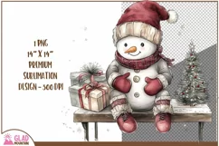 Vintage Snowman Christmas Png, Christmas Snowman clipart Product Image 2