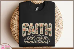 Faith can move mountains floral faux knit embroidery png Product Image 4