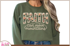 Faith can move mountains floral faux knit embroidery png Product Image 1