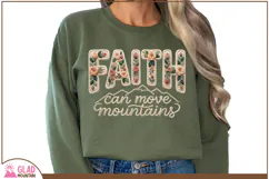 Faith can move mountains floral faux knit embroidery png Product Image 3