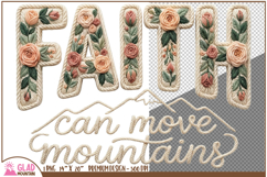 Faith can move mountains floral faux knit embroidery png Product Image 2