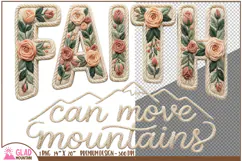 Faith can move mountains floral faux knit embroidery png Product Image 2