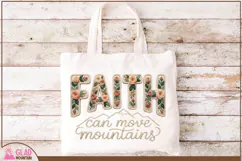 Faith can move mountains floral faux knit embroidery png Product Image 5