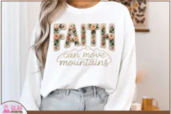 Faith can move mountains floral faux knit embroidery png Product Image 1