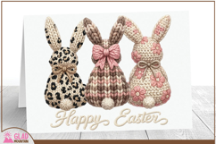Happy Easter Faux Knit bunnies, Faux knit Easter bunnies png Product Image 4