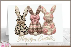 Happy Easter Faux Knit bunnies, Faux knit Easter bunnies png Product Image 4