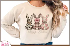 Happy Easter Faux Knit bunnies, Faux knit Easter bunnies png Product Image 2