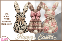Happy Easter Faux Knit bunnies, Faux knit Easter bunnies png Product Image 3