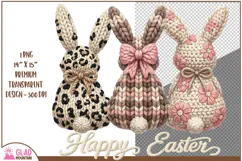 Happy Easter Faux Knit bunnies, Faux knit Easter bunnies png Product Image 3