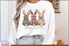 Happy Easter Faux Knit bunnies, Faux knit Easter bunnies png Product Image 1