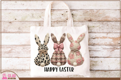 Happy Easter Faux Knit bunnies, Faux knit Easter bunnies png Product Image 3