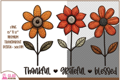 Thankful Grateful Blessed faux embroidery flower sublimation Product Image 1