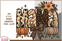 Boho Autumn faux embroidery Mama png, Mama Pumpkin design Product Image 1