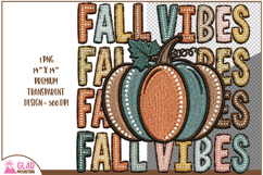 Retro faux embroidery Fall Vibes pumpkin png, Autumn Pumpkin Product Image 1