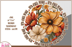 It's Fall Y'all flower faux embroidery, Fall Floral png Product Image 1