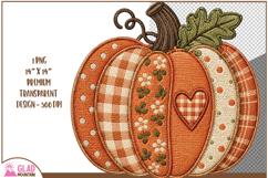 Fall faux embroidery plaid pumpkin, Polka Dot Autumn pumpkin Product Image 1