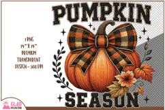 Pumpkin Season Buffalo Plaid Ribbon, faux embroidery pumpkin Product Image 1