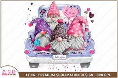 Gnome truck valentine sublimation, Valentines Day Gnome png Product Image 1