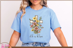 He is Risen watercolor floral cross, Easter He is Risen png Product Image 3