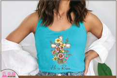 He is Risen watercolor floral cross, Easter He is Risen png Product Image 5