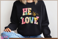He is Love Faux embroidery, He is Love Easter christian png Product Image 3