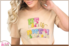 He is Risen, Faux embroidered He is Risen Easter christian Product Image 3