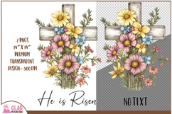 He is Risen watercolor floral cross, Easter He is Risen png Product Image 2