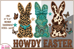 Howdy Easter bunnies, Faux knit western Easter bunnies png Product Image 1