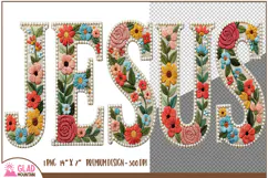 Jesus floral faux knit crochet embroidery lined in pearls Product Image 2