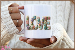 Love faux knit yarn, love faux embroidery spring floral png Product Image 5