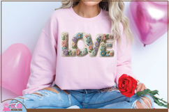 Love faux knit yarn, love faux embroidery spring floral png Product Image 3