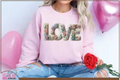 Love faux knit yarn, love faux embroidery spring floral png Product Image 3