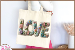 Love faux knit yarn, love faux embroidery spring floral png Product Image 4