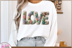 Love faux knit yarn, love faux embroidery spring floral png Product Image 2