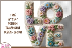 Love faux knit crochet, love faux crochet spring floral png Product Image 1