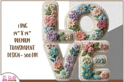 Love faux knit crochet, love faux crochet spring floral png Product Image 1