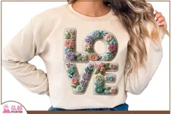 Love faux knit crochet, love faux crochet spring floral png Product Image 7