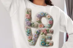 Love faux knit crochet, love faux crochet spring floral png Product Image 4