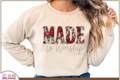 Made to Worship Faux Knit png, Made to Worship floral design Product Image 5