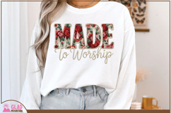 Made to Worship Faux Knit png, Made to Worship floral design Product Image 1