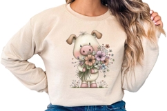 Spring piggies with floral bouquets, Floral Spring pigs png Product Image 5