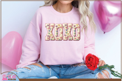 XOXO faux yarn Valentine's png, XOXO faux latch hook knit Product Image 1