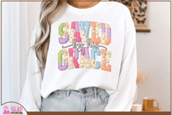 Saved by his grace, Faux embroidered Easter christian png Product Image 1