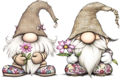 Spring floral gnomes clipart, Spring flower gnomes Product Image 2