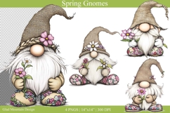 Spring floral gnomes clipart, Spring flower gnomes Product Image 1