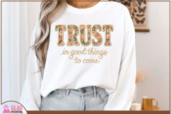 Trust in good things to come floral faux knit embroidery png Product Image 1